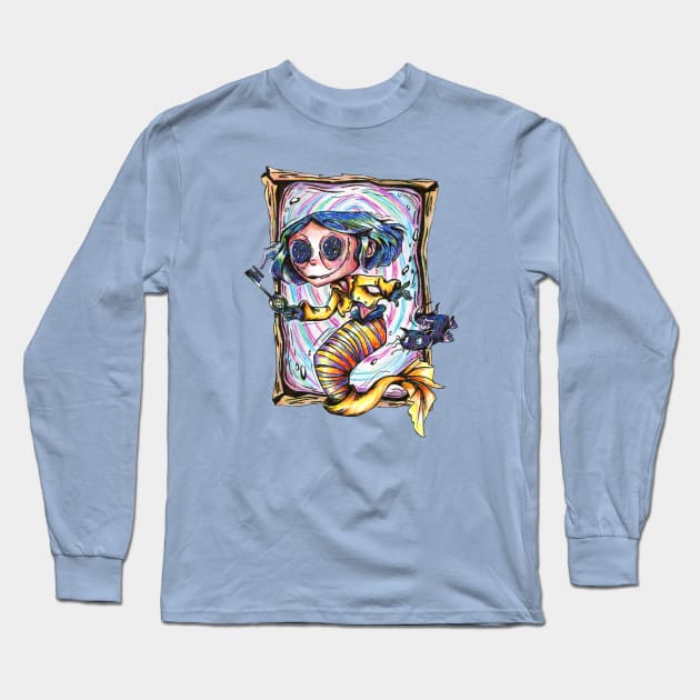 Coraline Mermaid Long Sleeve T-Shirt by Jéssica Ribeiro